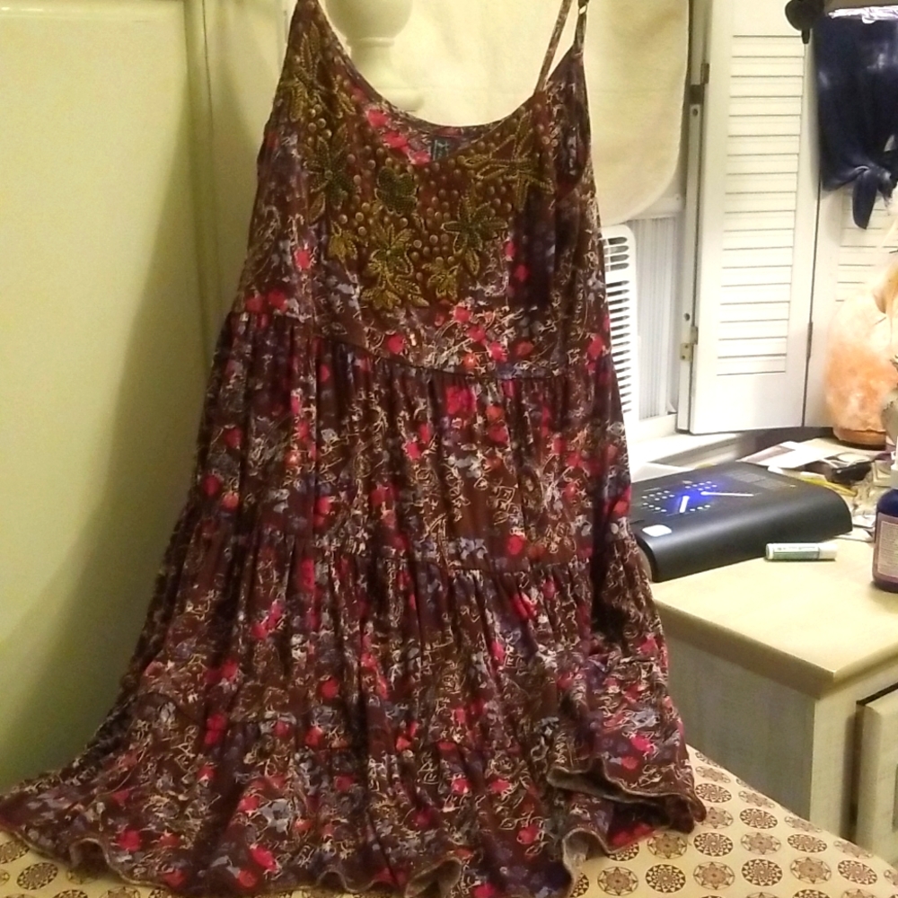 Vintage Free People Tiered Sundress with Metal Detail. S
